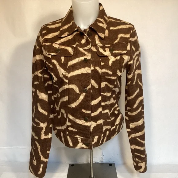 LRL Lauren Jean Co Ralph Lauren Animal Print Jean Jacket Women’s size medium - Picture 1 of 11